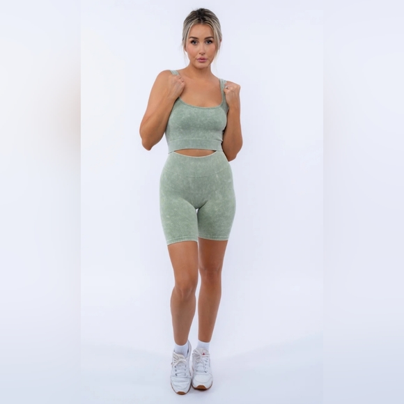 Paradise Fashion Ribbed Square Neck Tank/Bralette - Picture 2 of 5